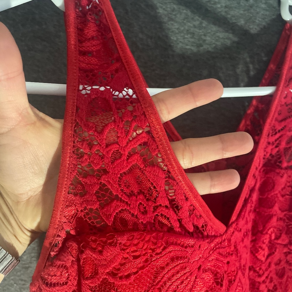 Red lace dress